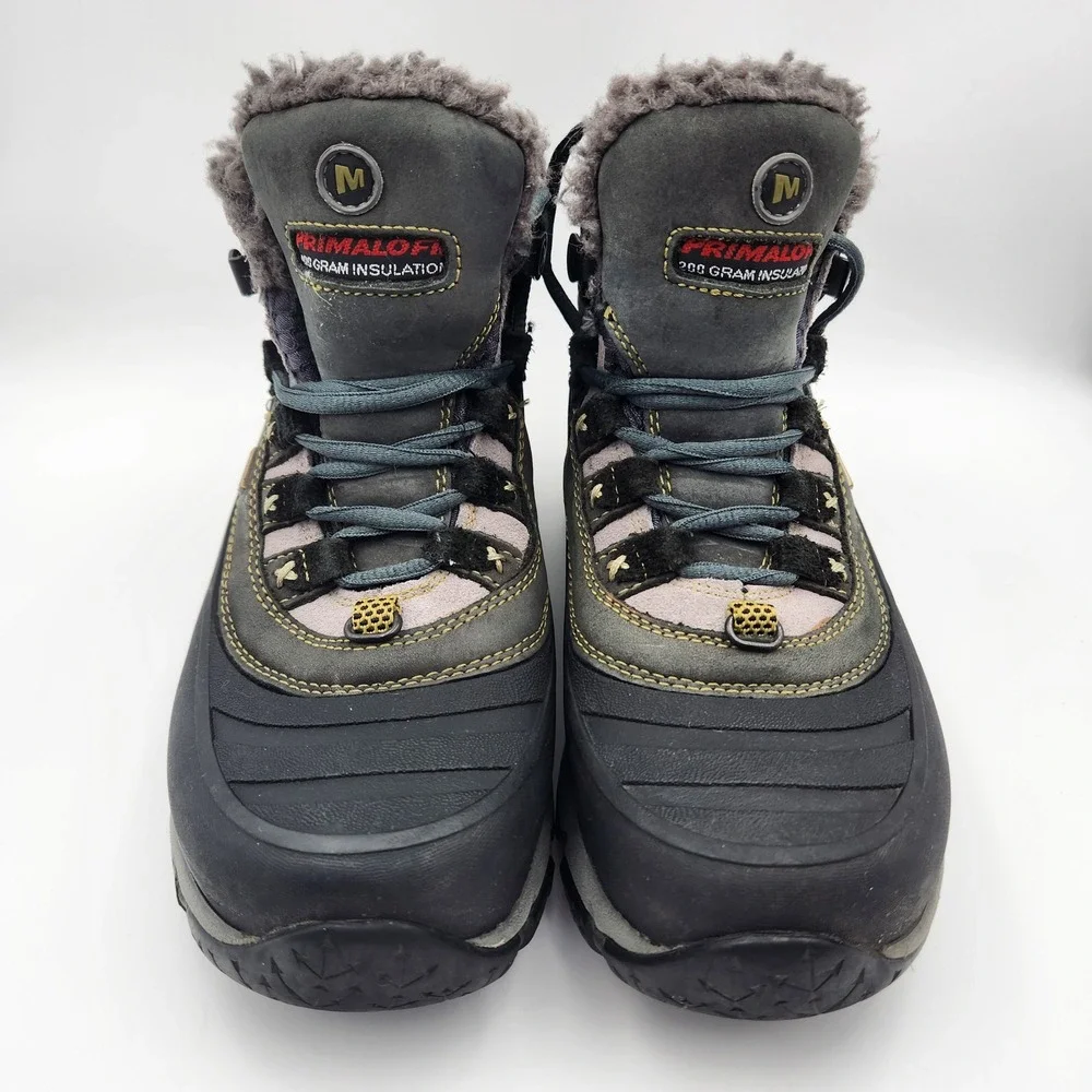 Merrell Winterlude 6 Waterproof Winter Boots Womens Size 6.5 Black Gray Polartec